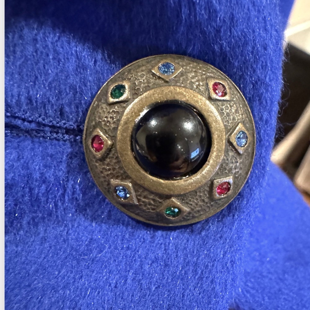 ESCADA Royal blue wool angora cashgora blazer jeweled buttons size 38 / US 8 - Picture 12 of 15